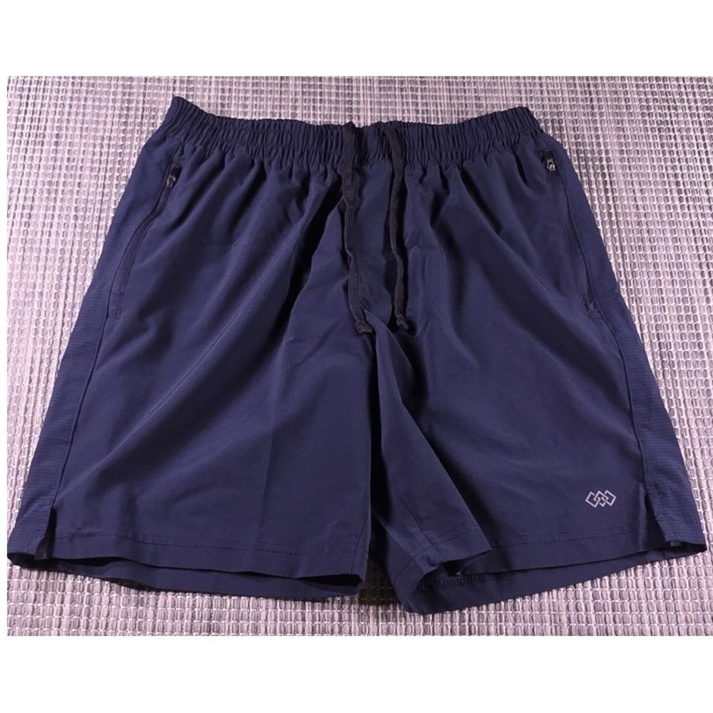 LEG3ND Mens Athletic Shorts Blue Elastic Waist Zipper Pockets Size Medium